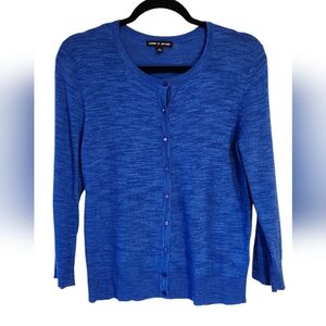 CLOSET CLEAROUT Cable & Gauge Blue Knitted Cardigan, Business Casual Size Medium